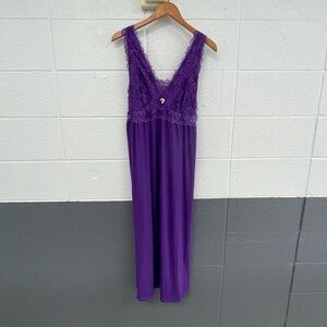 Lace Trim Purple Nightgown